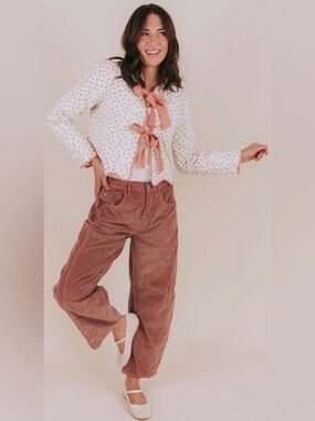 Free People We The Free Good Luck Mid-Rise Cord Barrel Jean